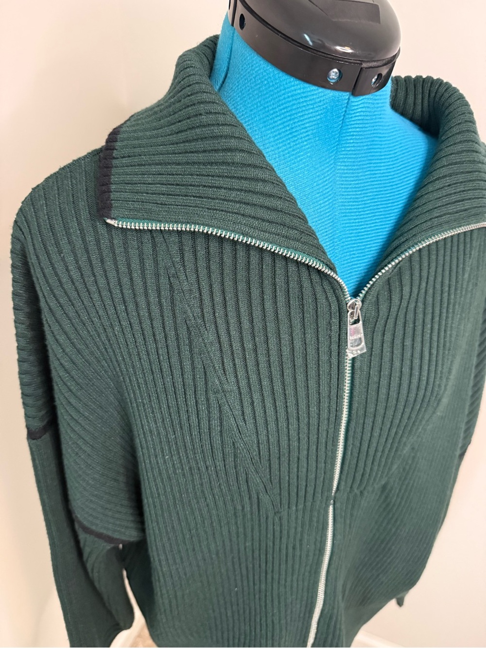 Varley Carmen Rib Knit Cardigan in Dark Spruce Green NWT XL - Picture 2 of 5